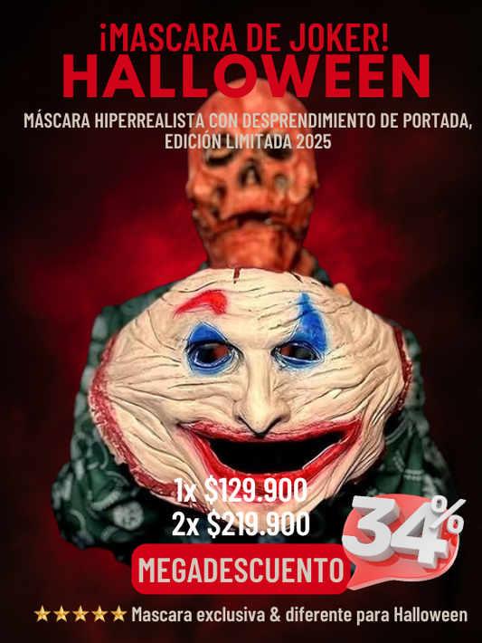 Mascara Halloween Payaso con rostro retirable + 🎁 1 Mes Disney Plus