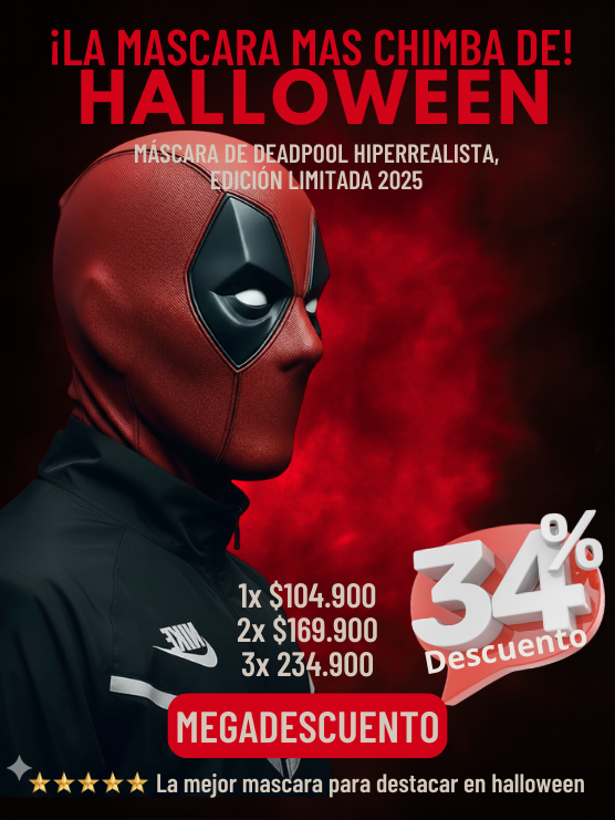 Mascara Deadpool Hiperrealista - Edición Limitada 2025 Halloween +🎁 1 Mes Disney Plus