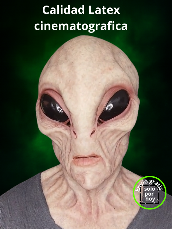 Mascara Látex Alíen Hiper-Realista - EL mejor disfraz para Halloween