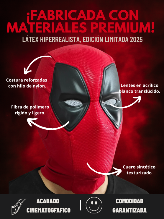 Mascara Deadpool Hiperrealista - Edición Limitada 2025 Halloween +🎁 1 Mes Disney Plus