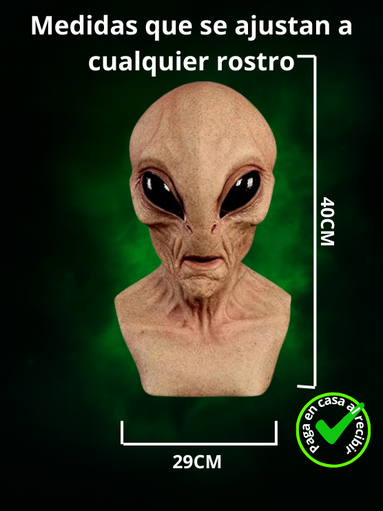 Mascara Látex Alíen Hiper-Realista - EL mejor disfraz para Halloween