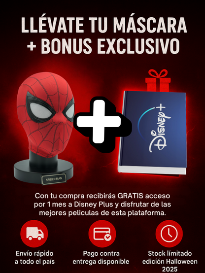 Mascara Halloween Spiderman con ojos movibles + 🎁 1 Mes Disney Plus