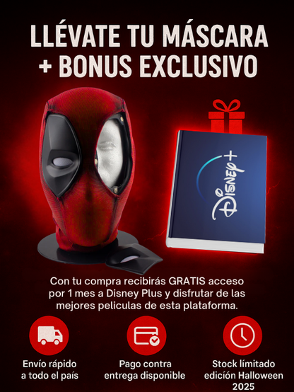 Mascara Deadpool Hiperrealista - Edición Limitada 2025 Halloween +🎁 1 Mes Disney Plus